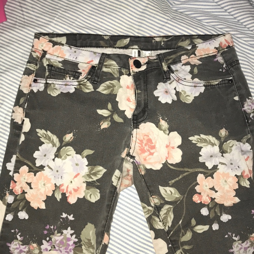 floral printed jeans